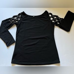 Ladies Top with Studded Cut-Out Shoulders. Size M.